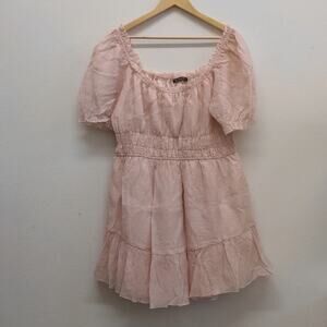 Simplee Plus pastel pink ruffle tiered dress‎ 2XL